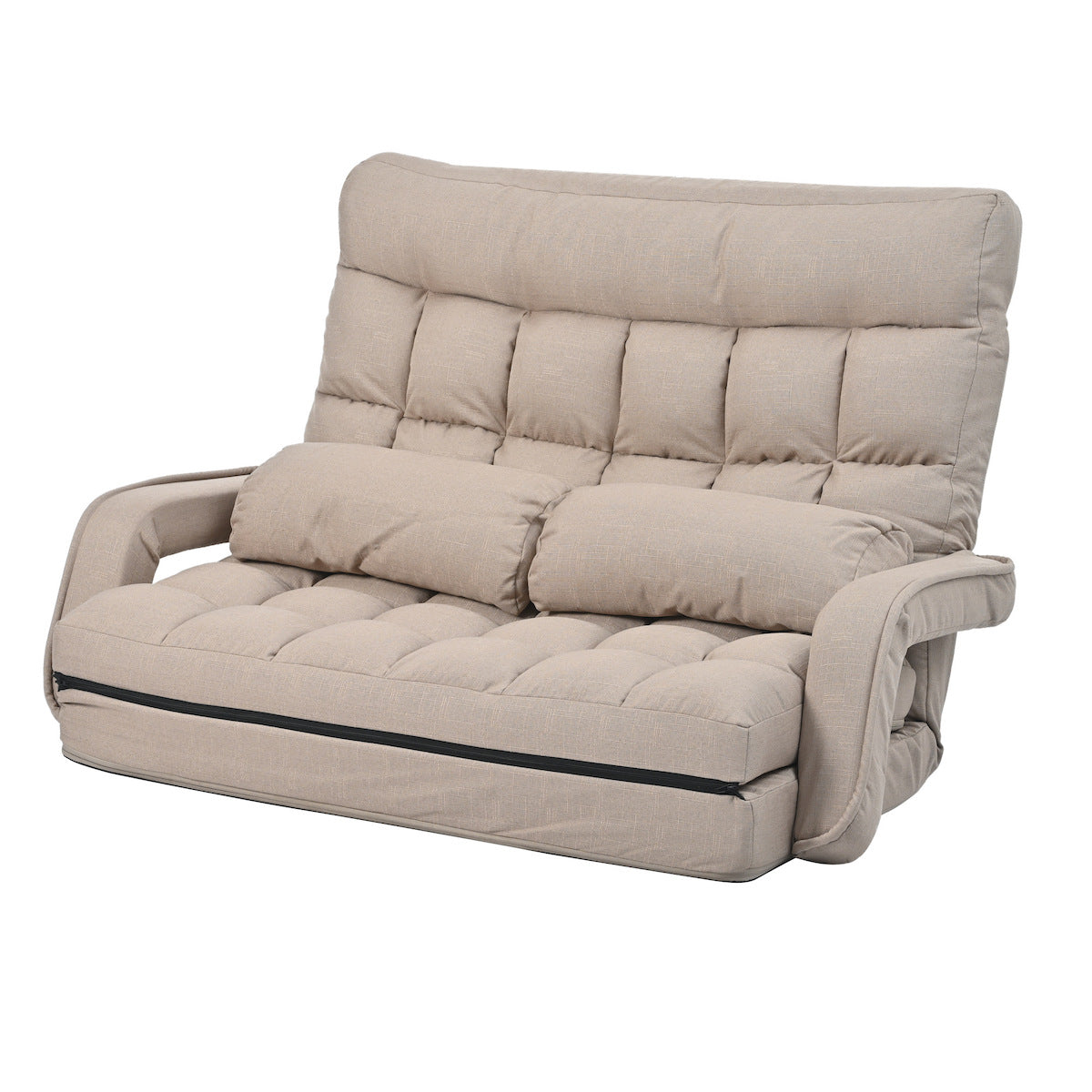 肘付き折りたたみ2人掛けソファ | 折りたたみ可能な省スペース設計 多