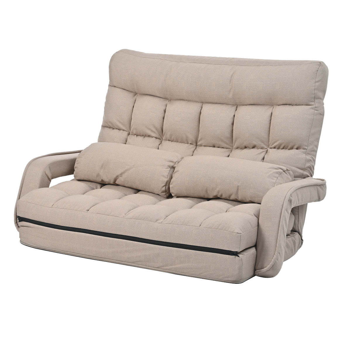 肘付き折りたたみ2人掛けソファ