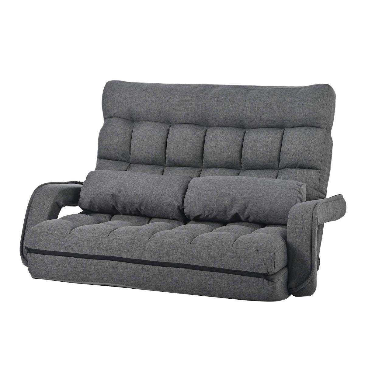 肘付き折りたたみ2人掛けソファ