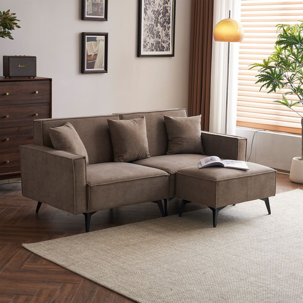 オットマン付L字型コーナーソファ | 自由にレイアウトできる快適ソファ