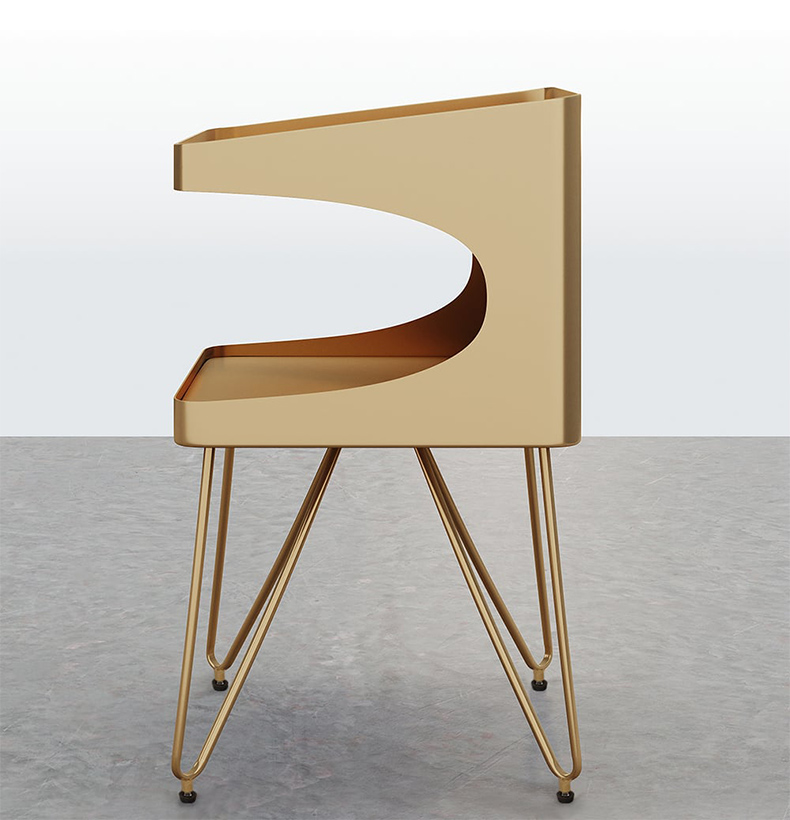 カーブシェルフサイドテーブル | ゴールド仕上げが際立つ