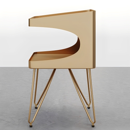 カーブシェルフサイドテーブル | ゴールド仕上げが際立つユニークで