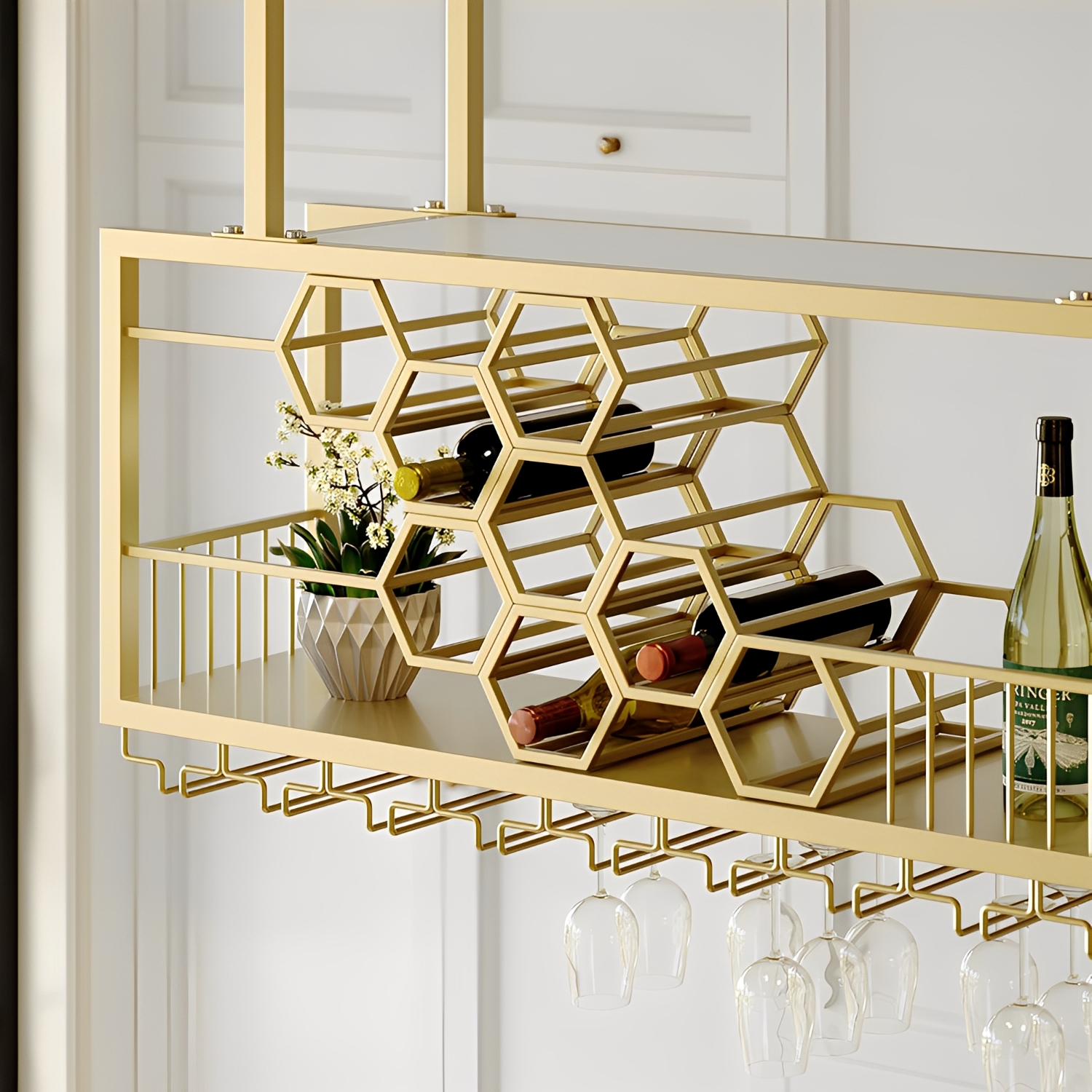 なんでも屋ページ ハニカムデザイン吊り下げラック | 幾何学デザインが映える