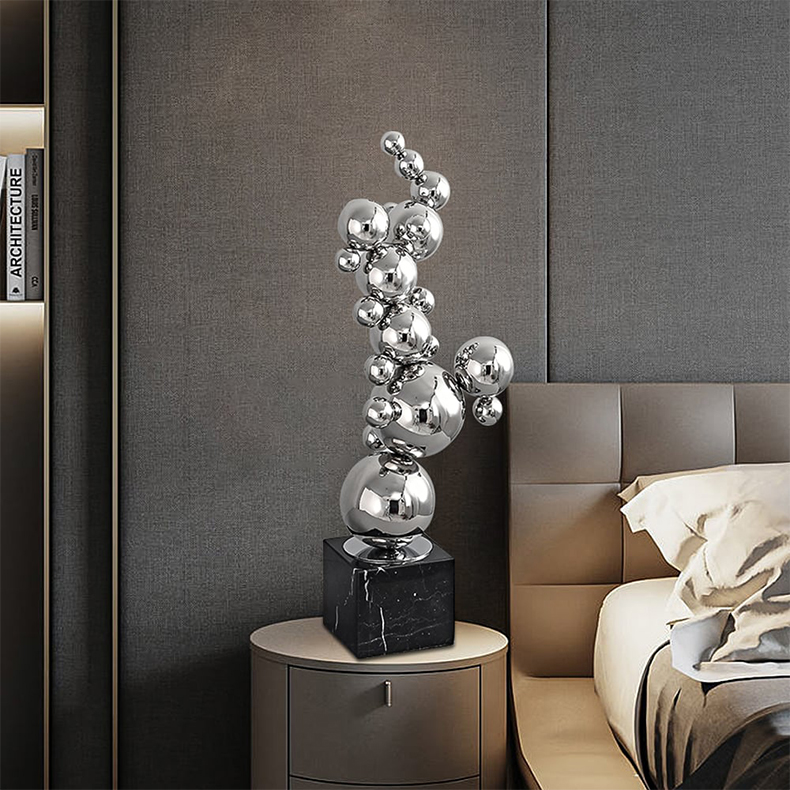メタリックバブルオブジェ | 鏡面仕上げのステンレスが高級感を