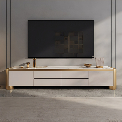 ホワイトゴールドモダンTVボード
