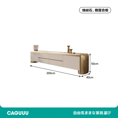 ホワイトゴールドモダンTVボード