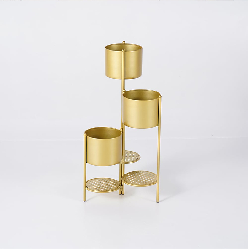 お値下げ　新品　アイボリーゴールド　マホガニー製　フラワースタンド　金箔仕上げ ラグジュアリー風プランタースタンド | ゴールドの輝きで空間を華やか
