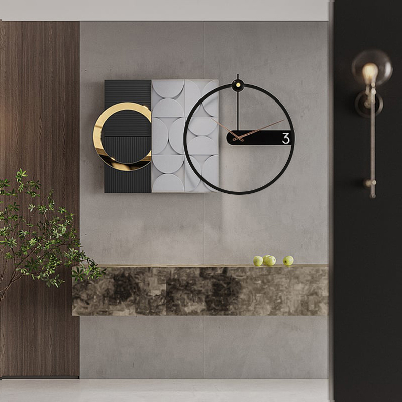 モダングレーブラック壁掛け時計