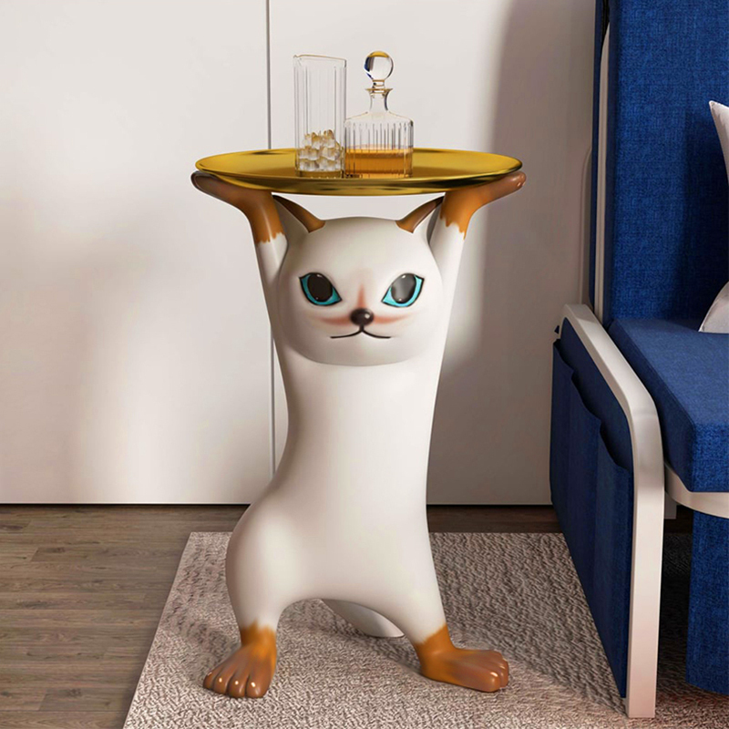 キャットデザインサイドテーブル | 愛らしい猫モチーフが映える