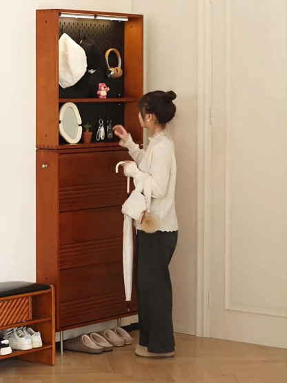 ツゲ材 超スリム玄関キャビネット