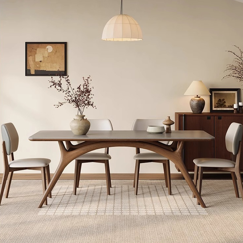 ホワイトアッシュ材 アーチラインダイニングテーブル | ホワイト