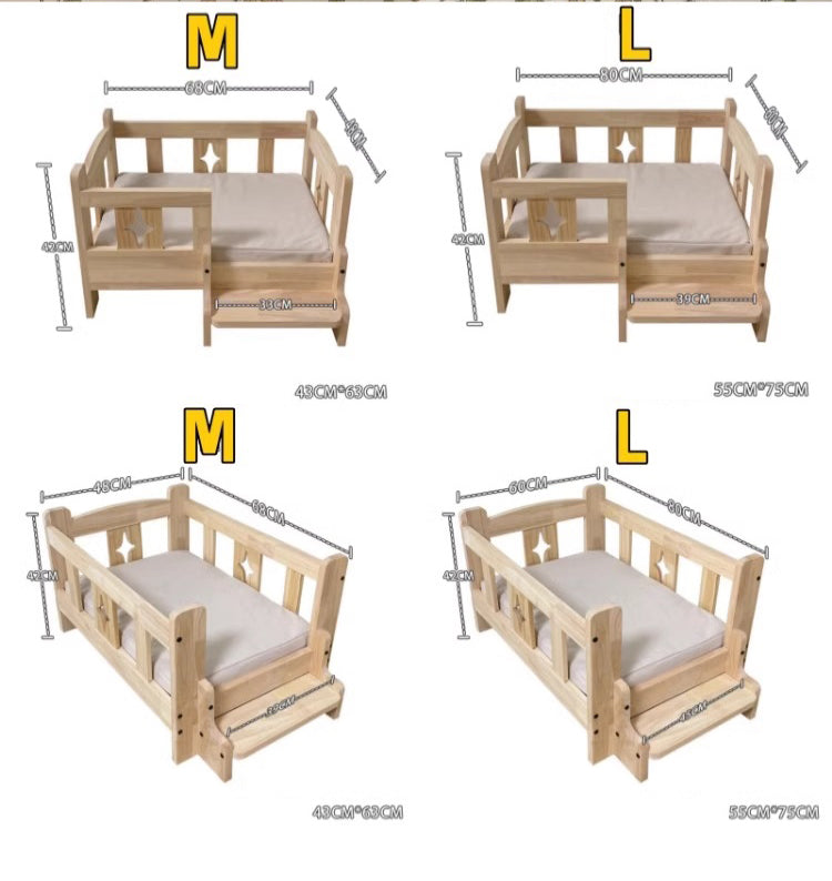 カントリースタイルペット用ベッド | 頑丈な天然木フレームと柔らかい
