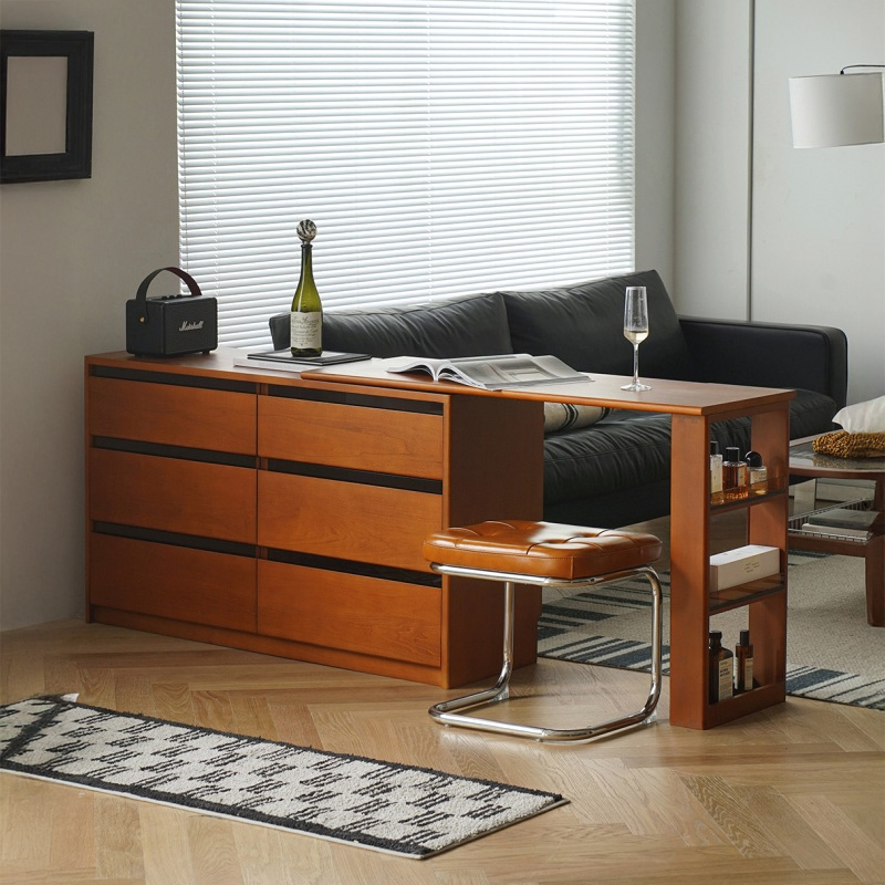 ツゲ材 スツール付き展開式チェストテーブル | 多機能とヴィンテージ感