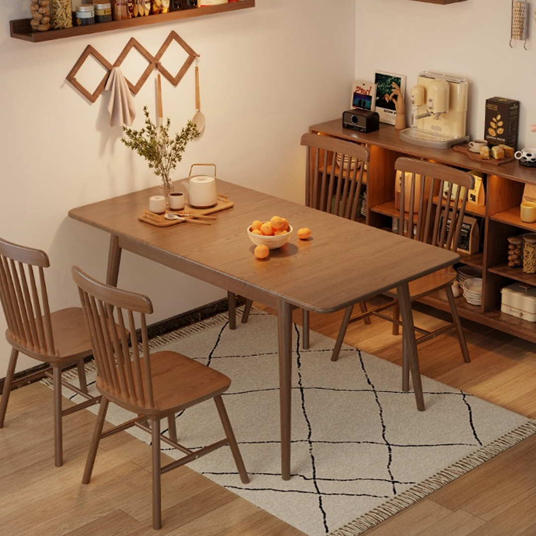 ナチュラルウッド 伸縮式ダイニングテーブル