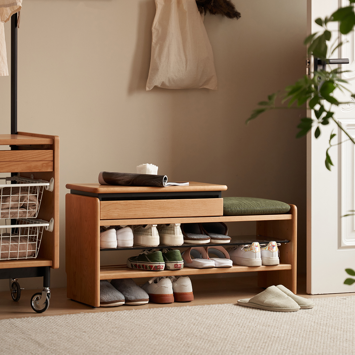 Woody Prime Cherry マルチユースウッドシューズラック | 玄関まわりが