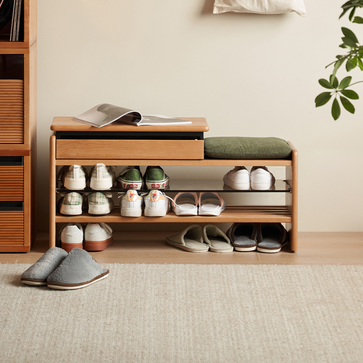 Woody Prime Cherry マルチユースウッドシューズラック | 玄関まわりが
