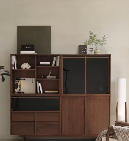 Woody Prime Walnut モジュール式キャビネット【高級天然ブラックウォールナット材】