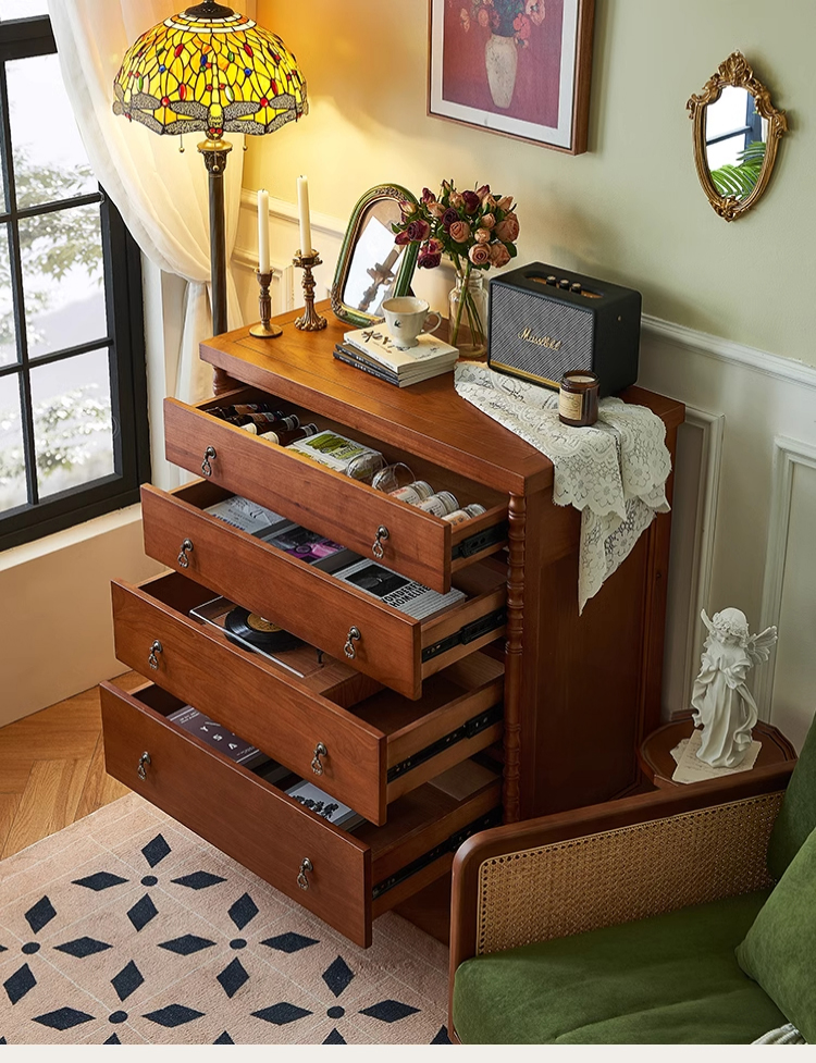 英国風木製4段チェスト | ヴィンテージ感漂う優雅な収納力 – CAGUUU