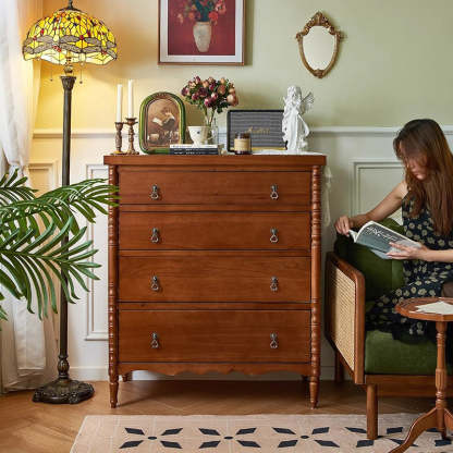 英国クラシック 花梨材 木製チェスト 4段引き出し サイドボード イギリス 引き出し4段タイプ 英国チェスト 59194 アンティーク家具 ウェブ