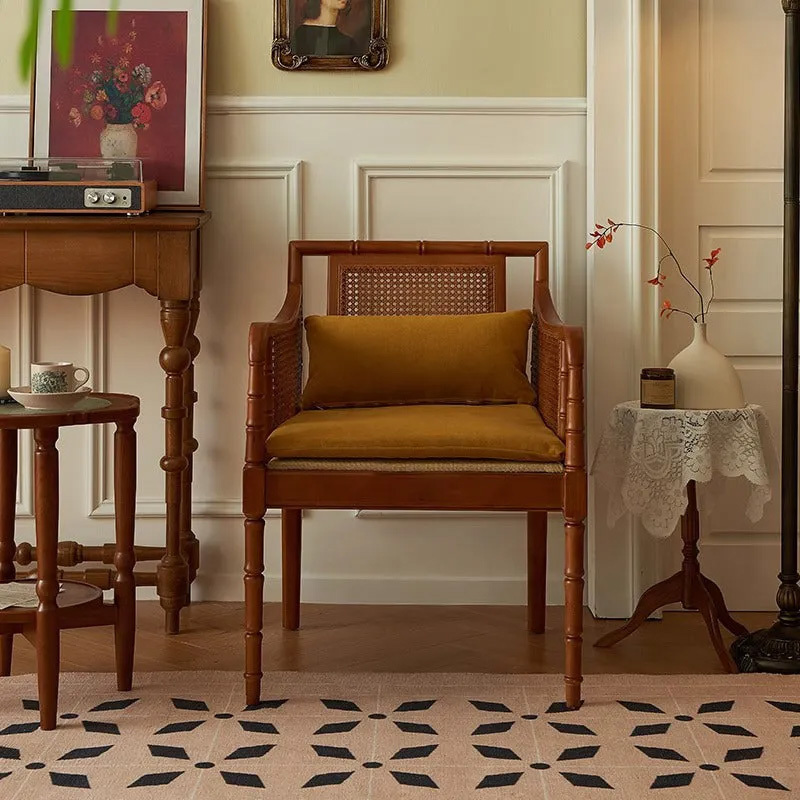 ラタン調木製リビングチェア