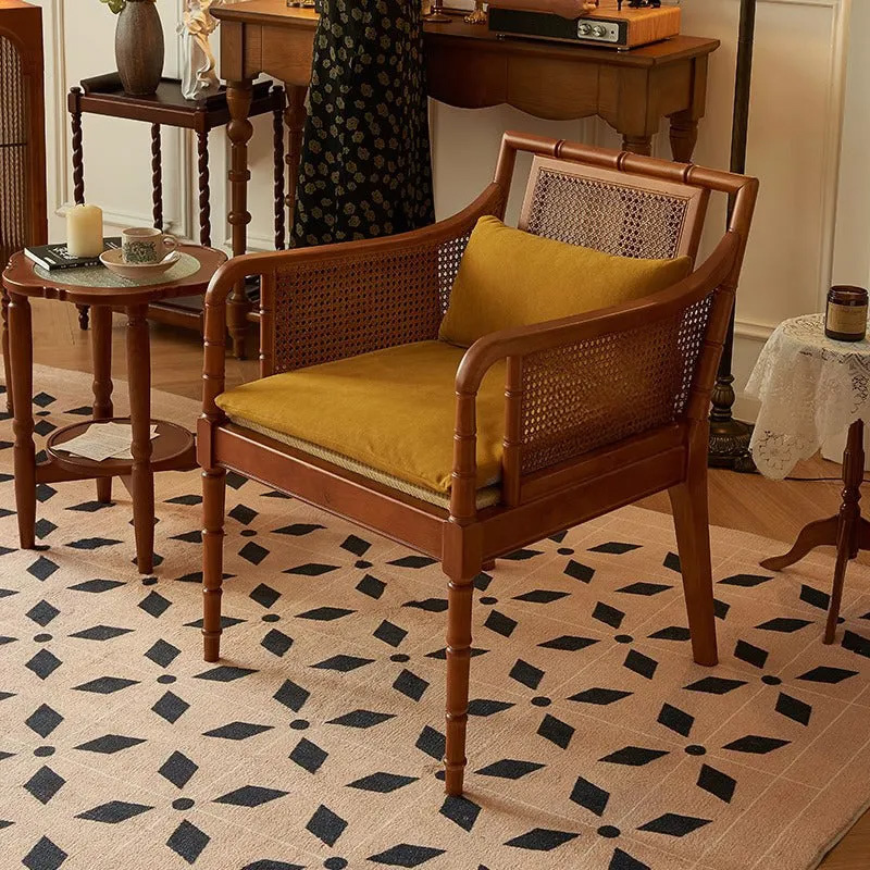 ラタン調木製リビングチェア