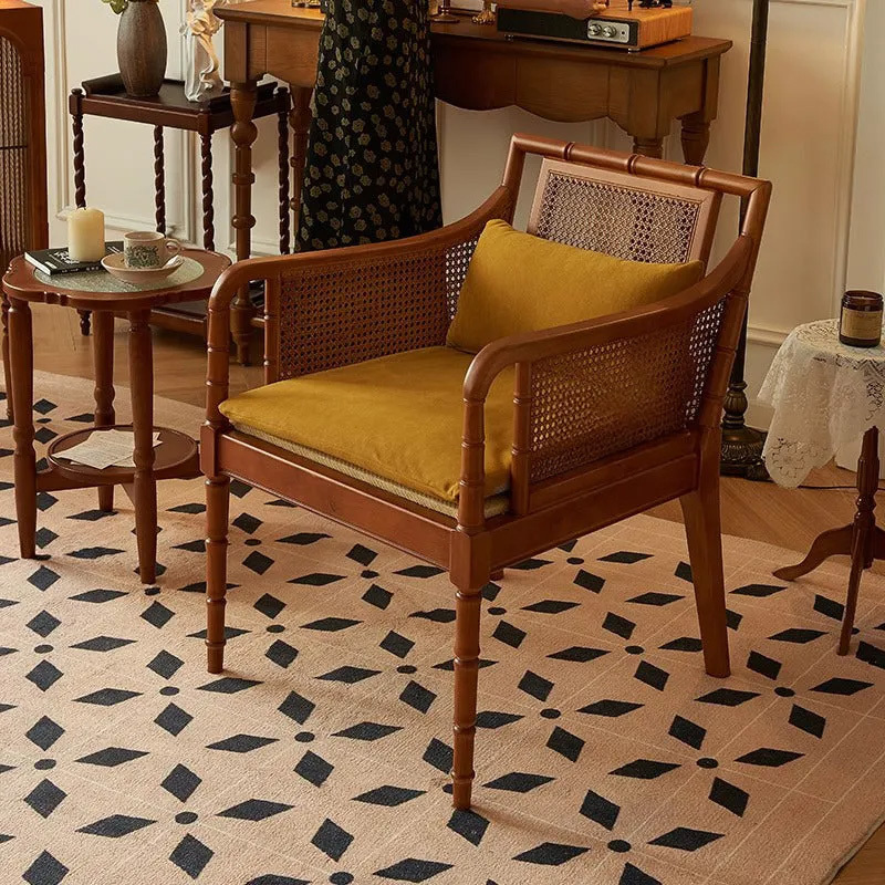 ラタン調木製リビングチェア