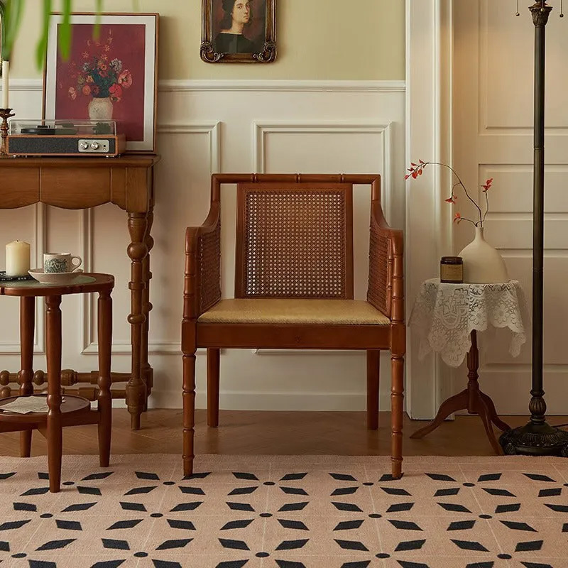 ラタン調木製リビングチェア