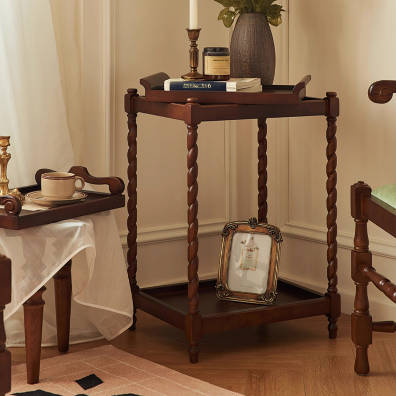 英国アンティーク木製サイドテーブル/オケージョナル机/飾り棚/花台(79