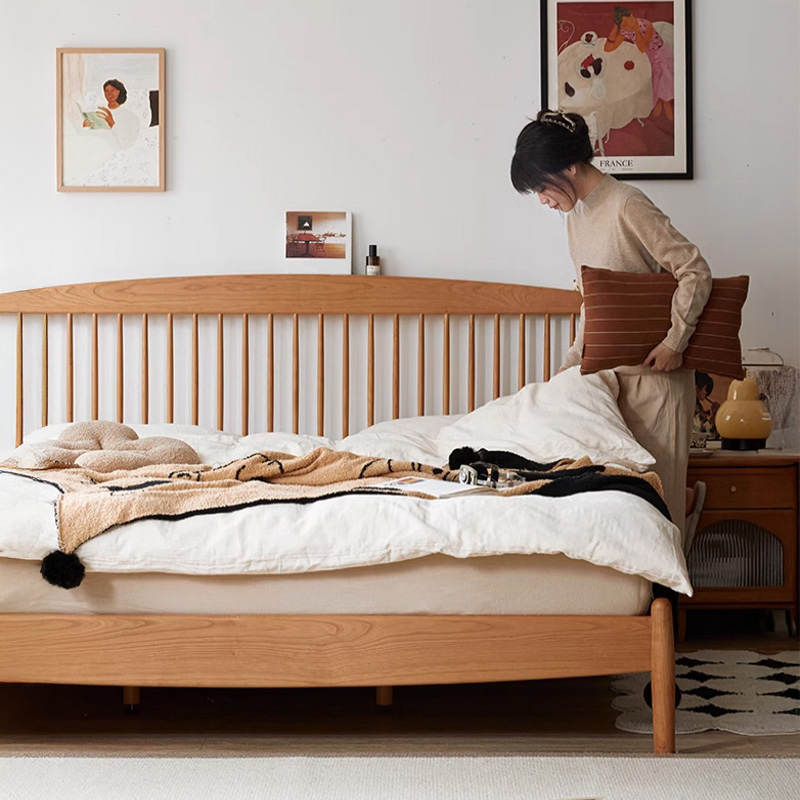 チェリー材 クラシックウィンザースタイルベッド | 優美な曲線美と上質