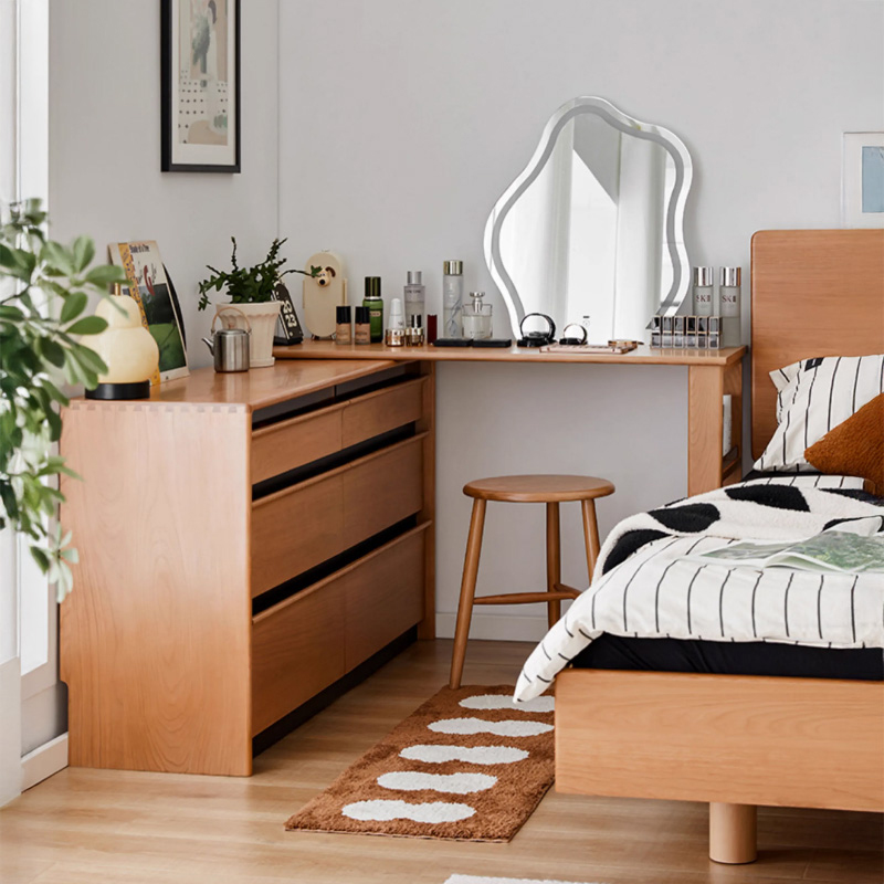 チェリー材 多機能収納デスク