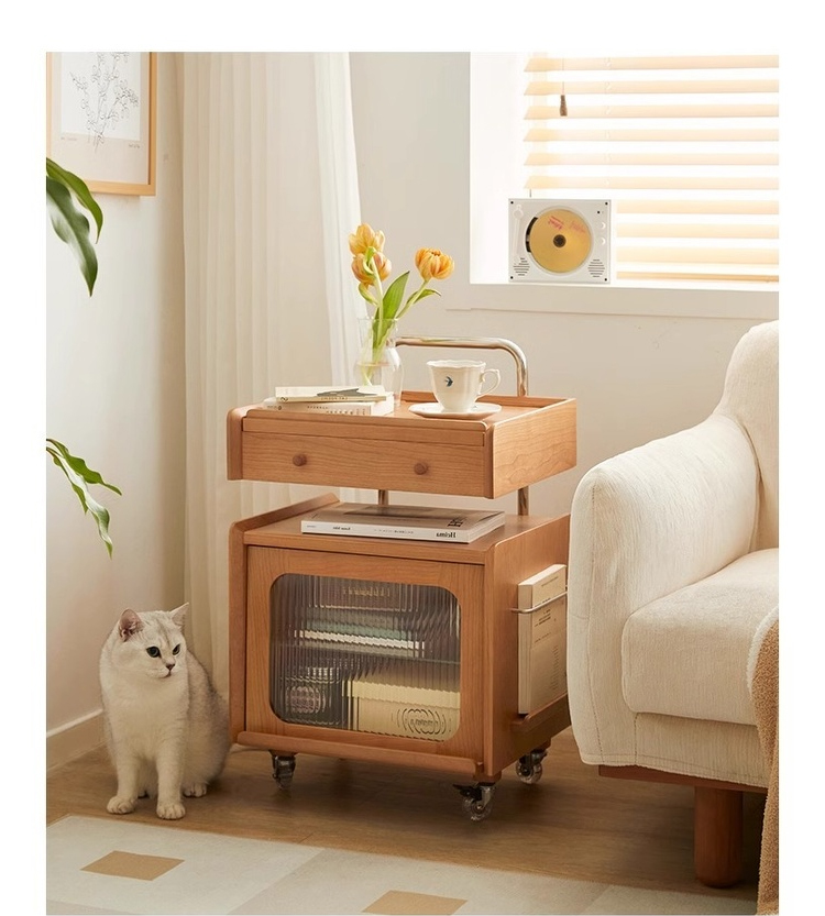 チェリー材 ロボットサイドキャビネット | チェリー材の木目が映える