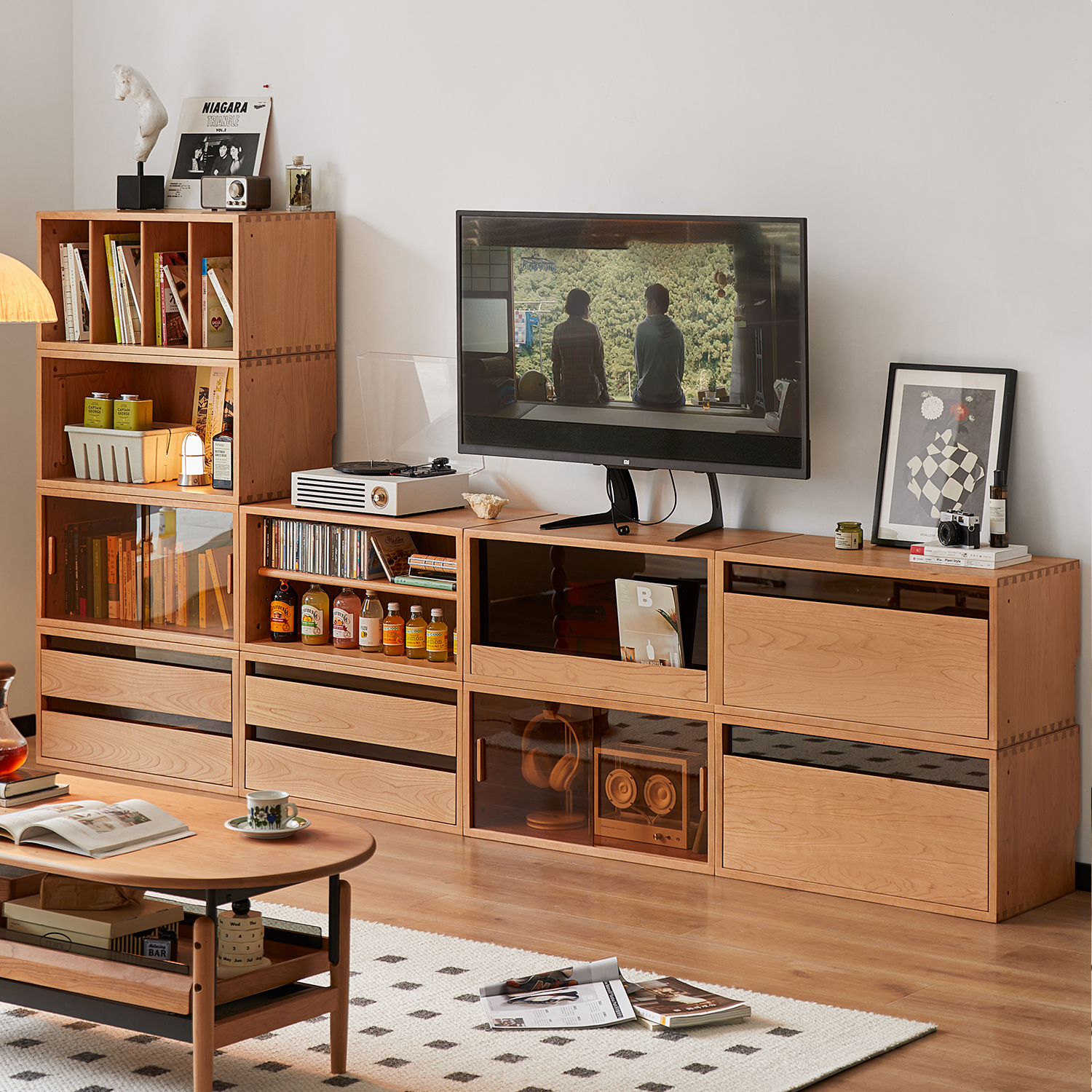 チェリー材 マルチスタイルリビングボード