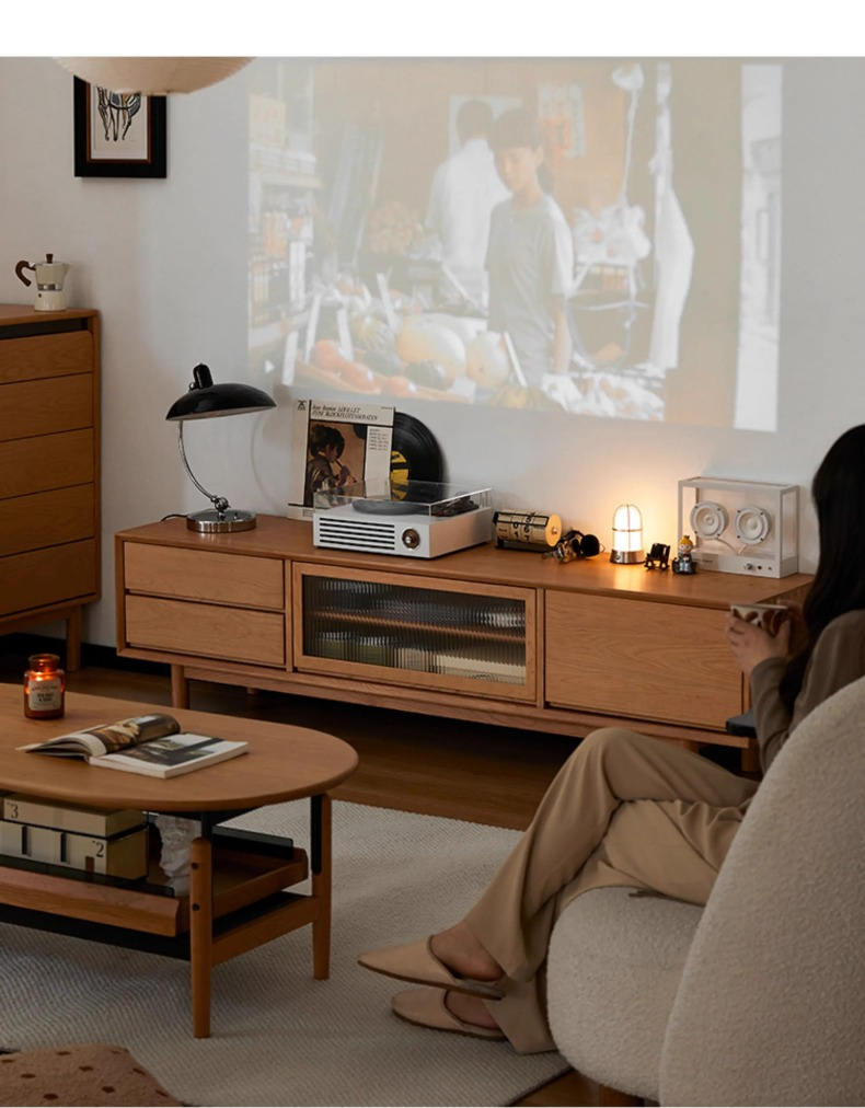 チェリー材 スタイリッシュテレビキャビネット | 高級感あるチェリー材