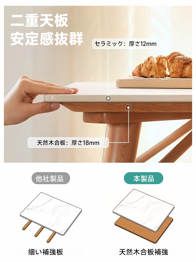シンプル天然木ダイニングテーブル