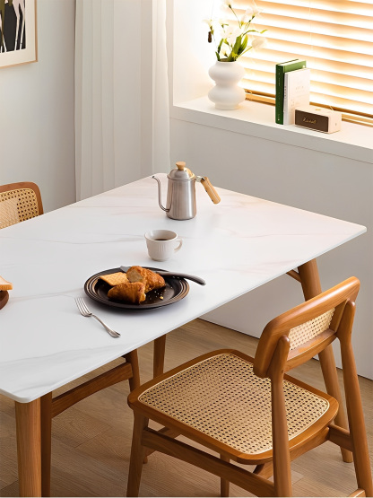 チェリー材 シンプル天然木ダイニングテーブル