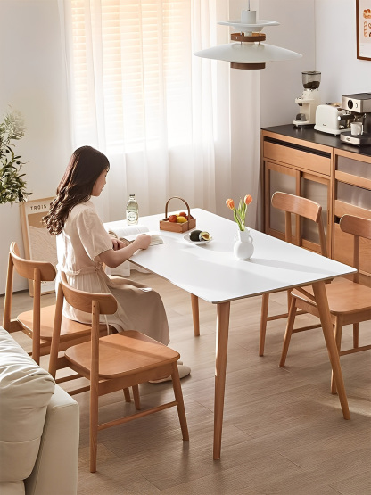 チェリー材 シンプル天然木ダイニングテーブル