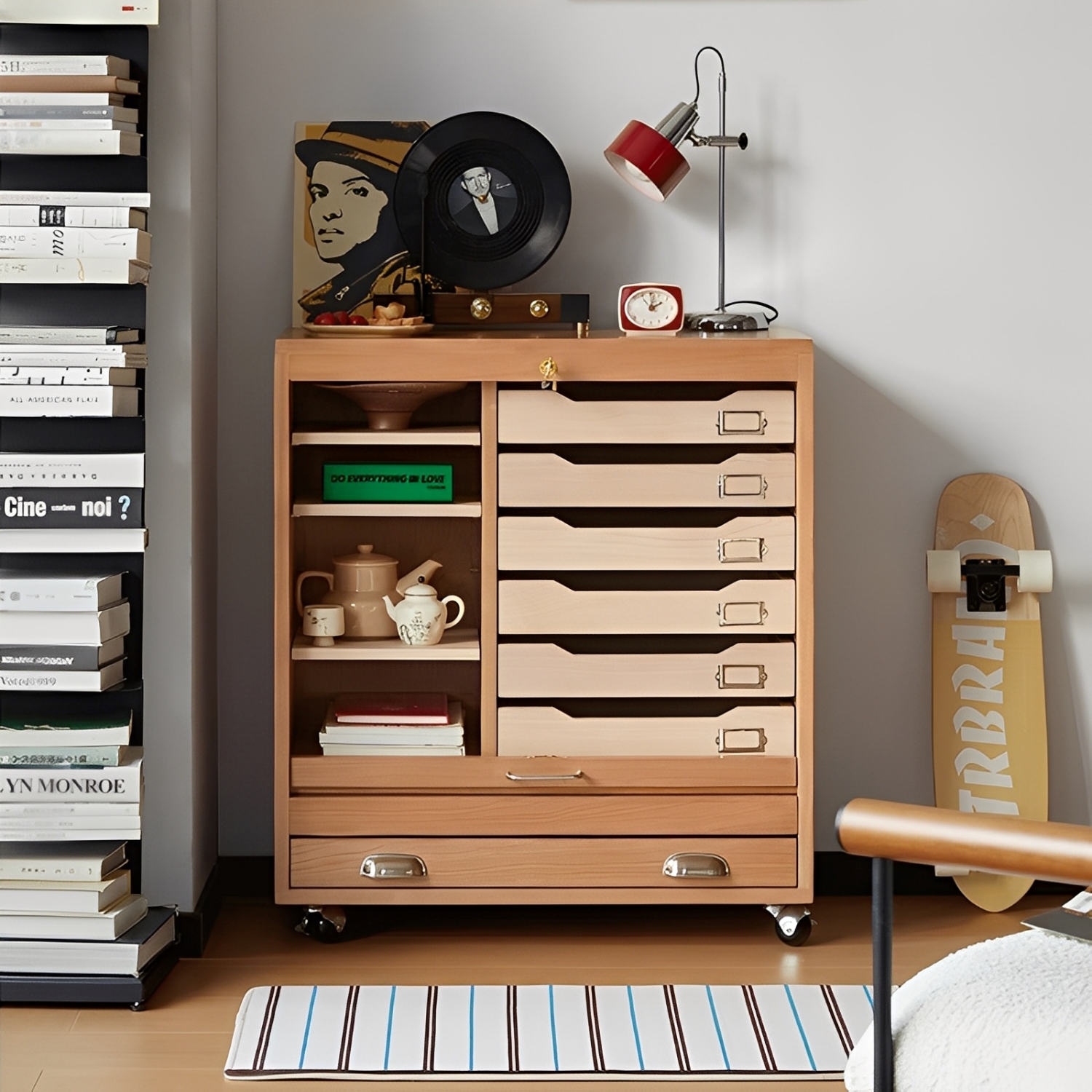 小物 sherry チェリー材 シャッター式キャビネット | 高級感と機能性を備えた洗練