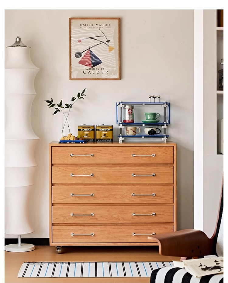 チェリー材 キャスター付き5段チェスト – CAGUUU