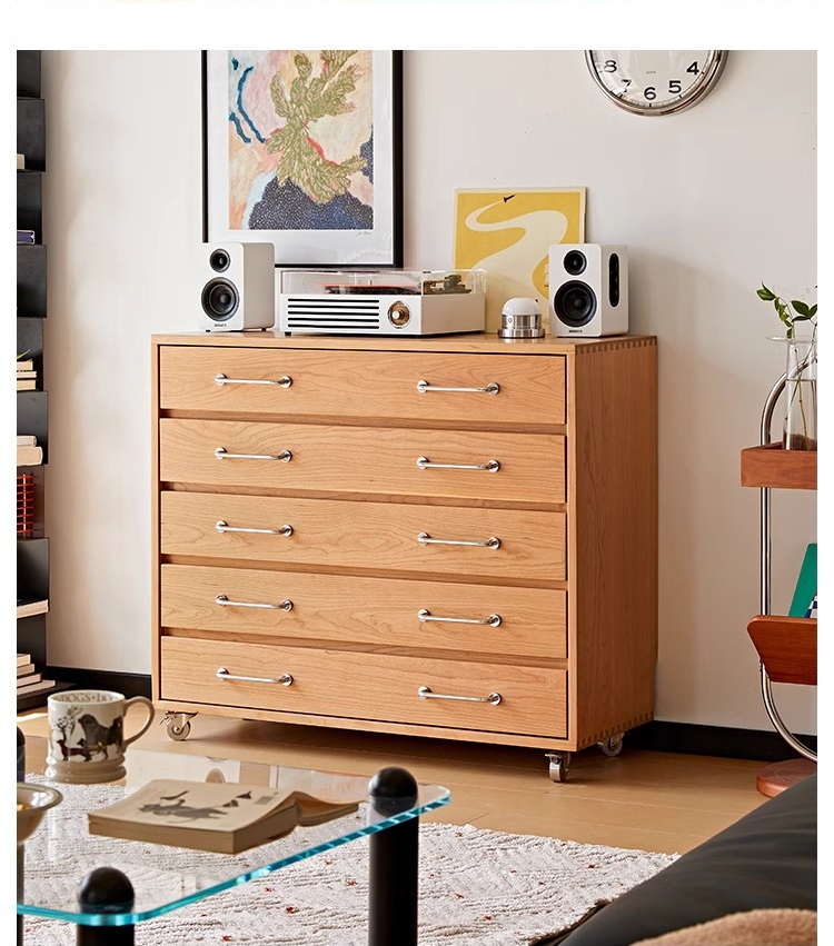 チェリー材 キャスター付き5段チェスト – CAGUUU