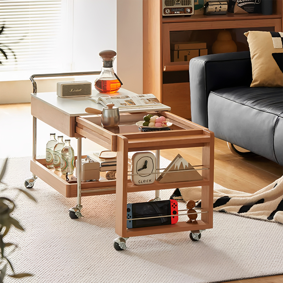 チェリー材 伸縮式リビングキャンプテーブル | おうち時間を盛り上げる