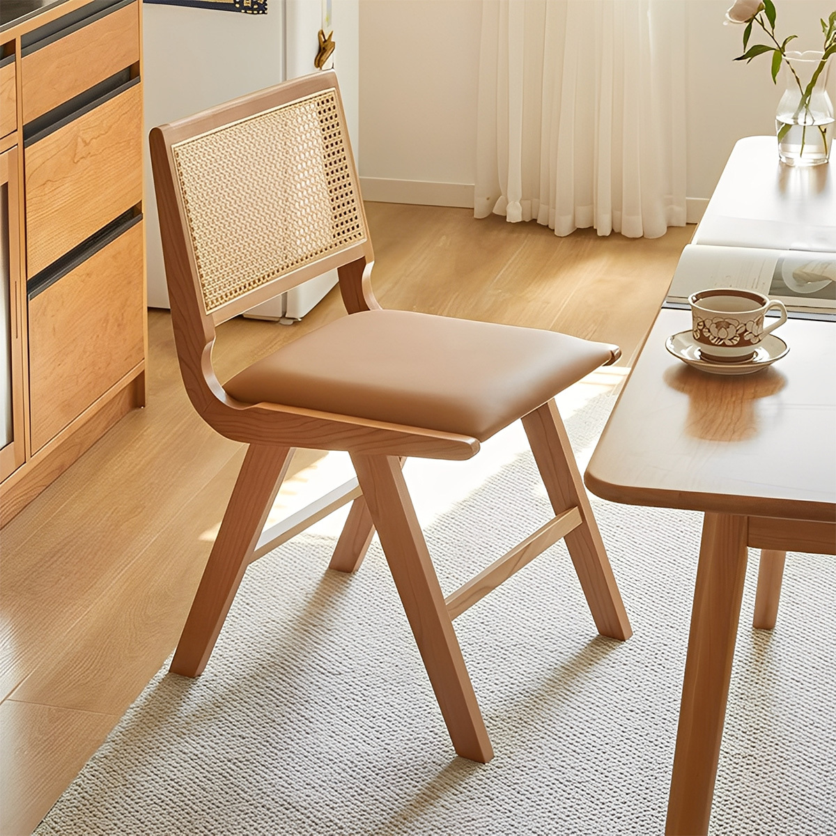 【D】良質　ラタンチェア 天然ラタン かごめ編み ダイニングチェア ラタンチェア 椅子 イス