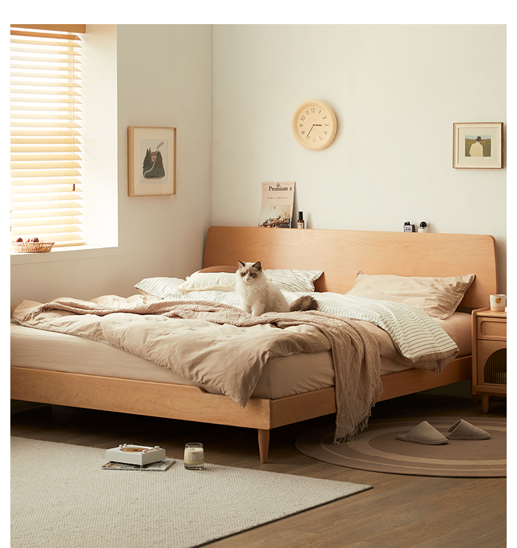 ブナ材 シンプルデザインナチュラルベッドフレーム – CAGUUU