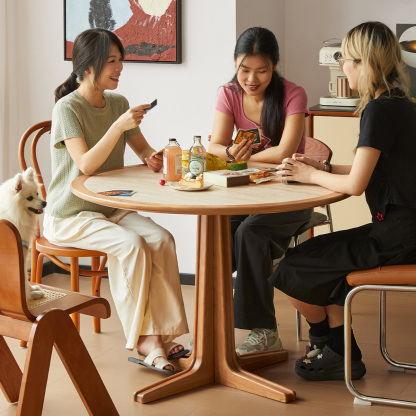 チェリー材 セラミック天板ラウンドテーブル