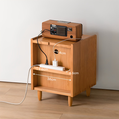 リブガラスチェリー材ベッドサイドキャビネット | ほのかな透け感と