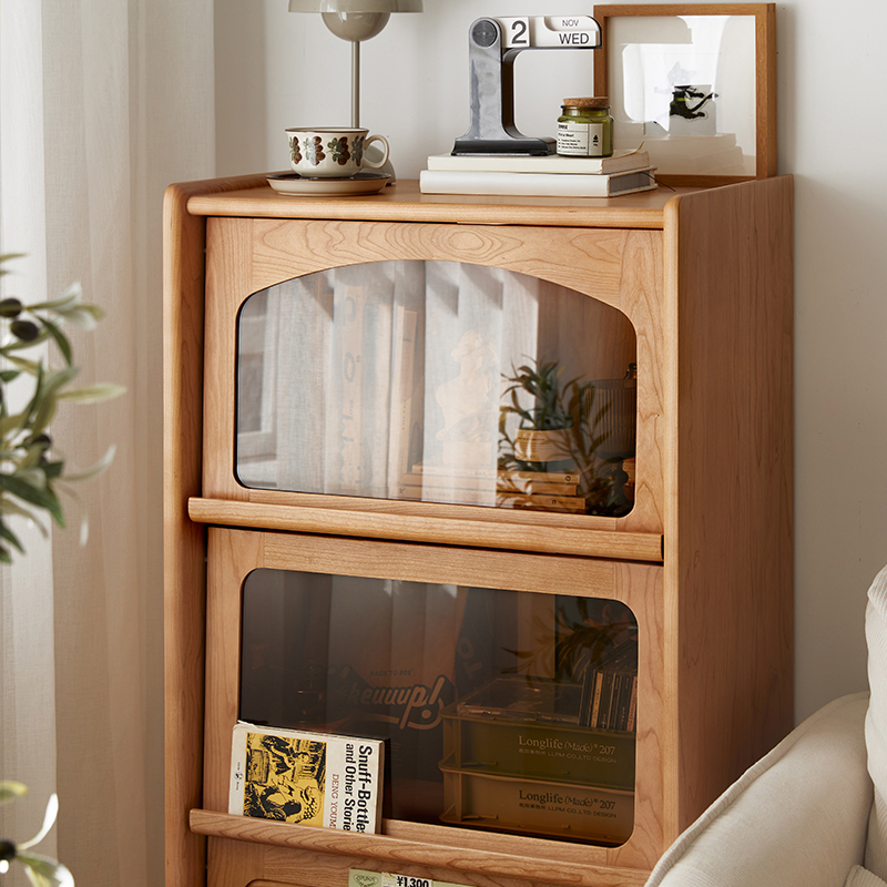 チェリー材 ナチュラル3段キャビネット