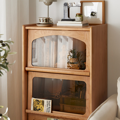 チェリー材 ナチュラル3段キャビネット