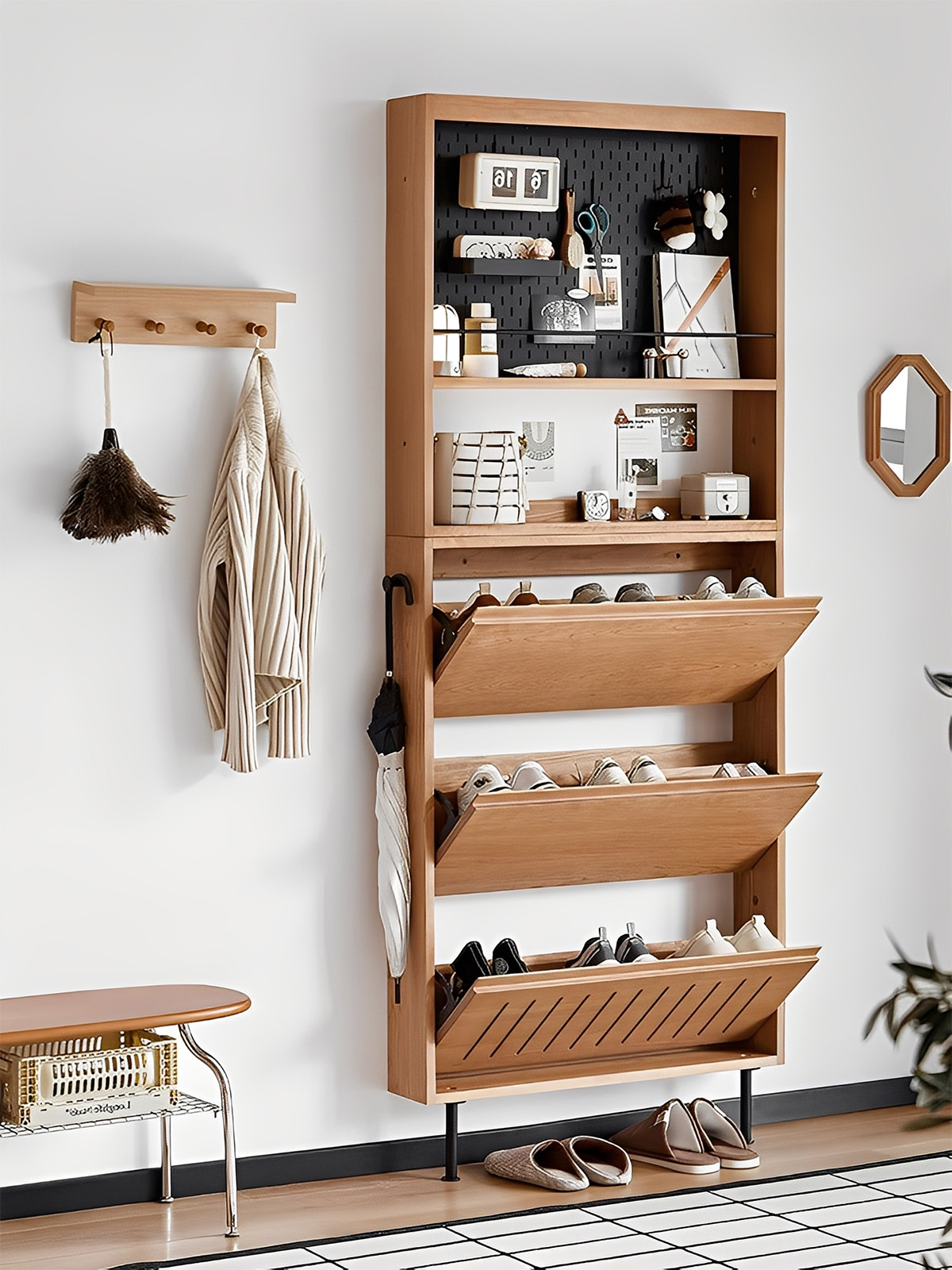 チェリー材 超スリムシューズボックス