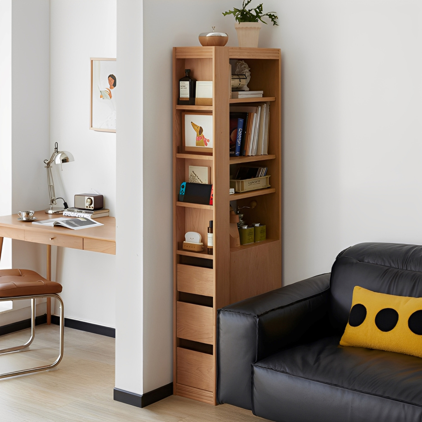 チェリー材 スリムサイズシェルフ