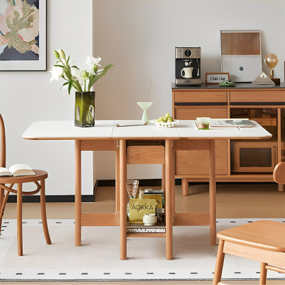 ブナ材 セラミック折り畳みダイニングテーブル