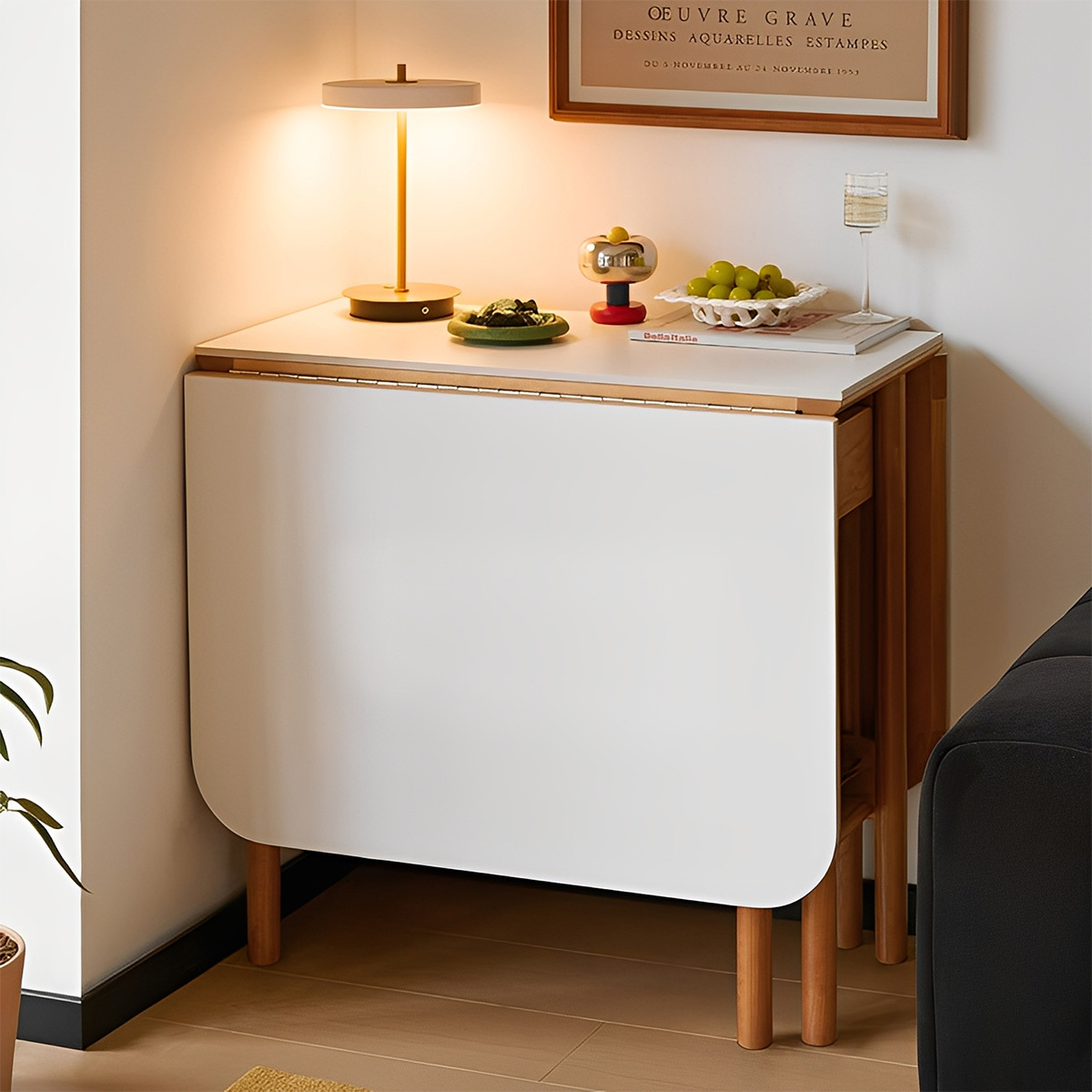 ブナ材 セラミック折り畳みダイニングテーブル